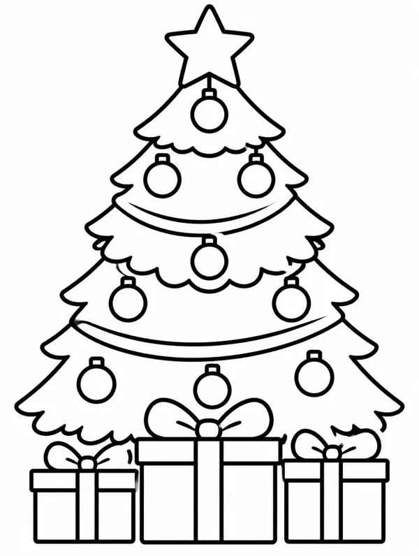Christmas Tree & Presents Christmas coloring page