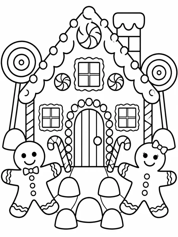 Gingerbread House Christmas coloring page