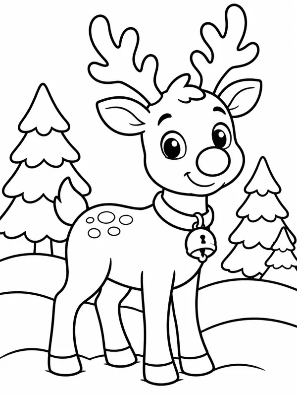 Little Reindeer Christmas coloring page