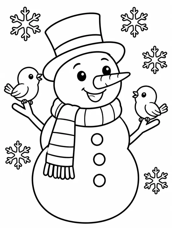 Happy Snowman Christmas coloring page